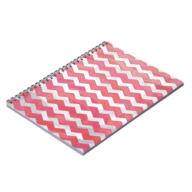 Cuaderno Patrón de Chevron de Remolino de Salmón (Lado Izquierdo)