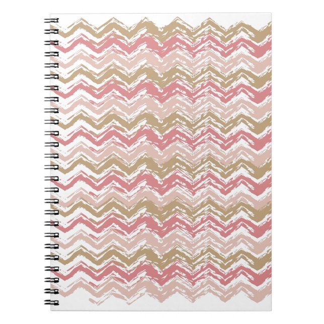 Cuaderno Patrón de Chevron de ZigZag con especias corales (Frente)