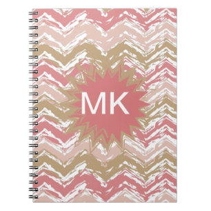 Cuaderno Patrón de Chevron de ZigZag con especias corales