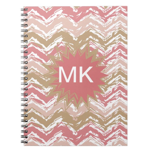 Cuaderno Patrón de Chevron de ZigZag con especias corales (Frente)