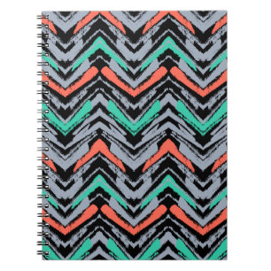 Cuaderno Patrón De Chevron Dibujado A Mano De Coral, Gris, 