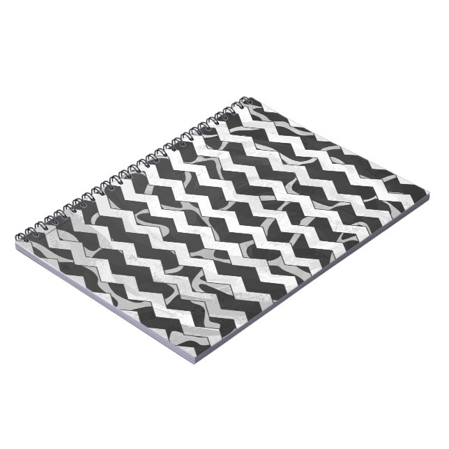 Cuaderno Patrón de Chevron Negro y Gris de Jirafa (Lado Izquierdo)
