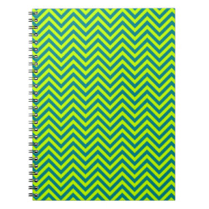 Cuaderno Patrón De Chevron Verde verde azulado Y Lime