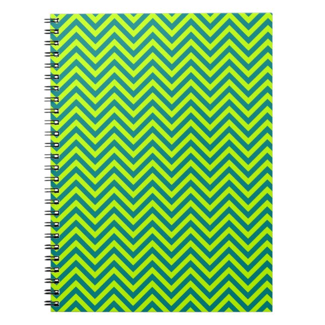 Cuaderno Patrón De Chevron Verde verde azulado Y Lime (Frente)