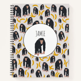 Cuaderno Patrón de chimpancés y banana de monos personaliza
