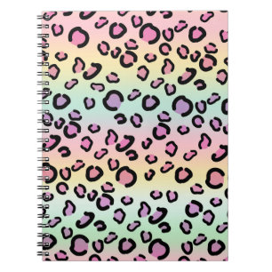 Cuaderno Patrón de chita estético de leopardo arcoiris