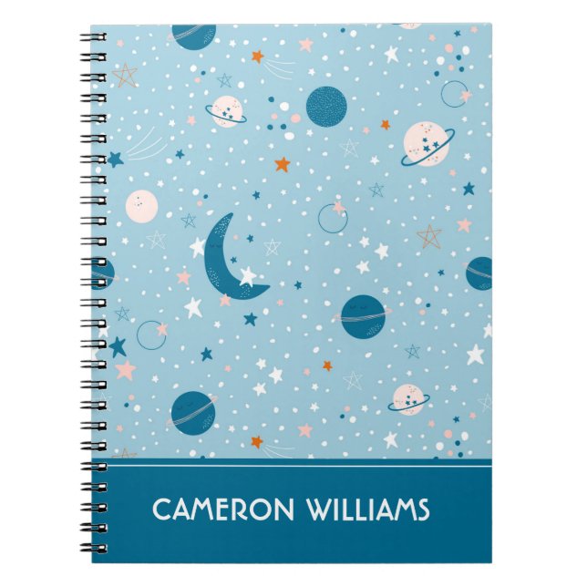 Cuaderno Patrón de cielo azul y espacio (Frente)