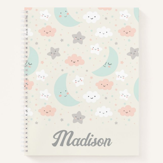Cuaderno Patrón de cielo dulce sonriente Pastel (Anverso)