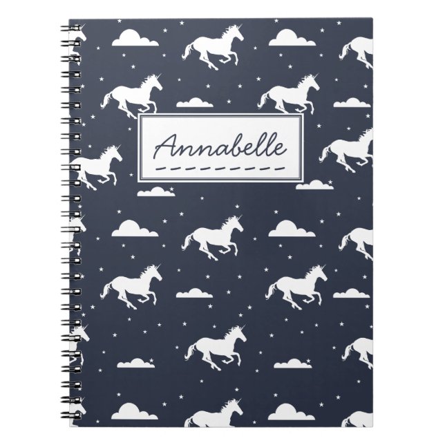 Cuaderno Patrón de cielo mediano de Unicorn (Frente)