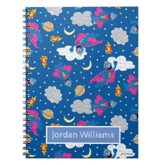 Cuaderno Patrón de cielo nocturno de Super Grover 2.0 (Frente)
