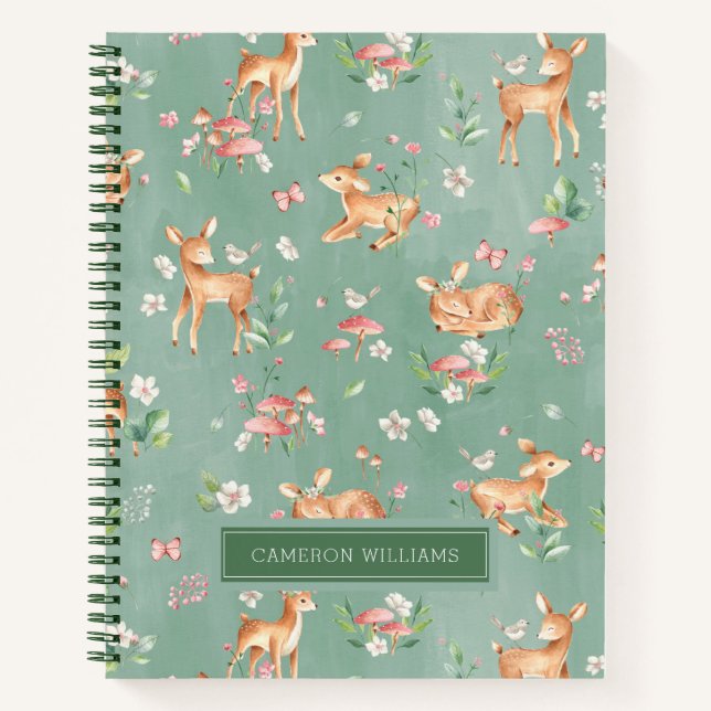 Cuaderno Patrón de ciervo de color de agua suave (Anverso)