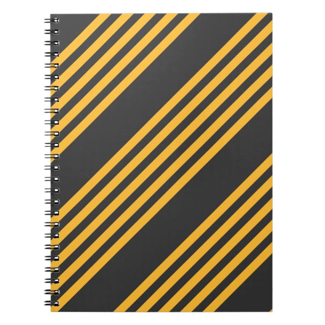 Cuaderno Patrón de cinco bandas de amarillo y carbón vegeta (Frente)