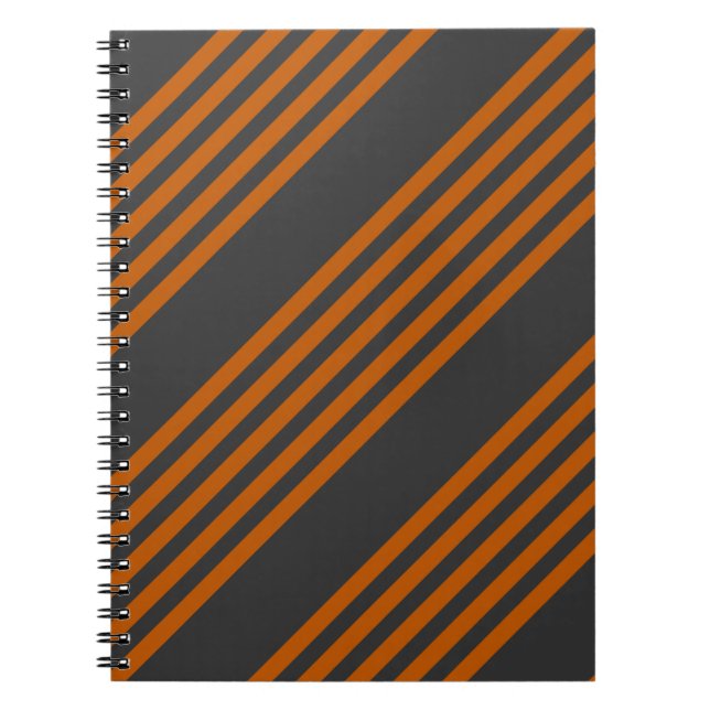 Cuaderno Patrón de cinco bandas de naranja quemado y carbón (Frente)