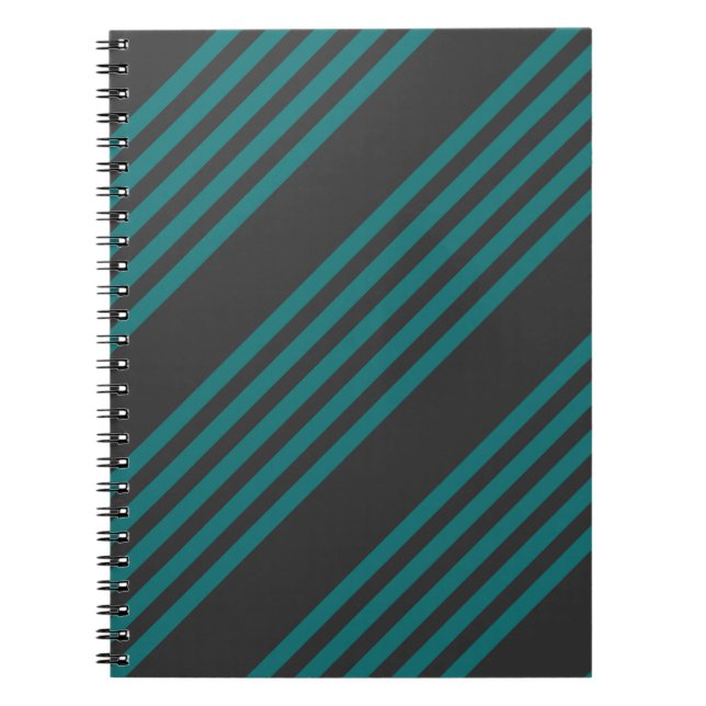 Cuaderno Patrón de cinco bandas verde azuladas y carbonífer (Frente)