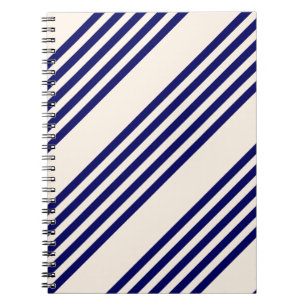 Cuaderno Patrón de cinco rayas azul marino y beige