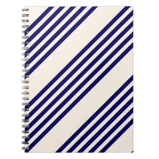 Cuaderno Patrón de cinco rayas azul marino y beige
