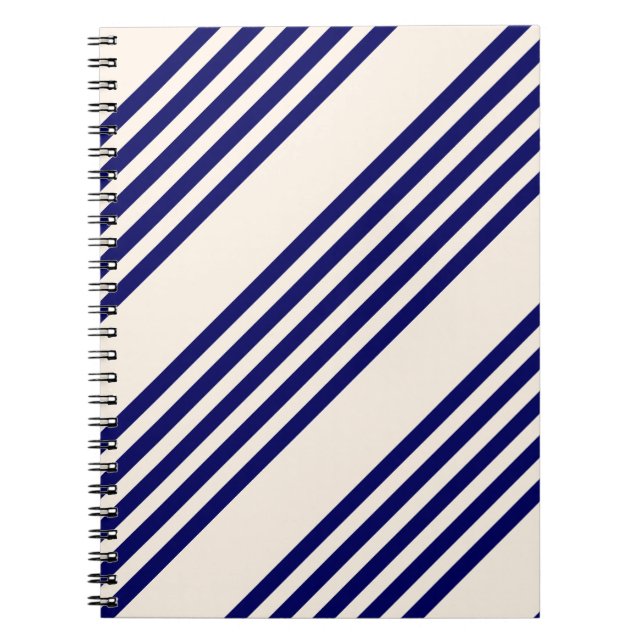 Cuaderno Patrón de cinco rayas azul marino y beige (Frente)