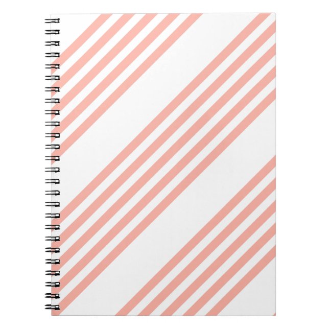 Cuaderno Patrón de cinco rayas de coral y blanco (Frente)