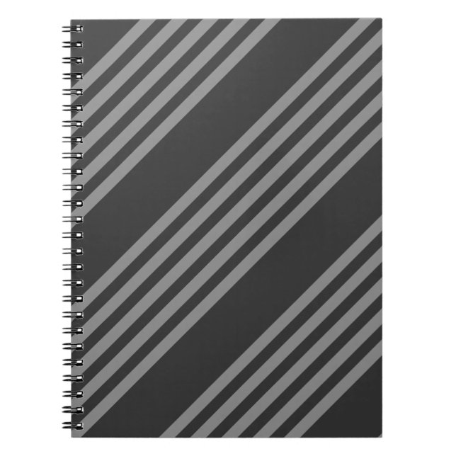 Cuaderno Patrón de cinco rayas de gris y carbón vegetal (Frente)