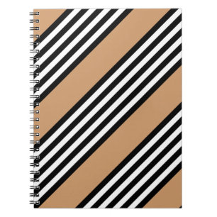 Cuaderno Patrón de cinco rayas en blanco y negro con bronce