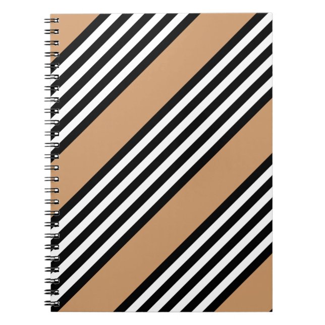 Cuaderno Patrón de cinco rayas en blanco y negro con bronce (Frente)
