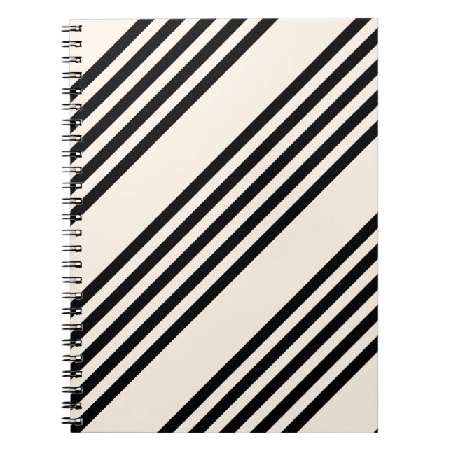 Cuaderno Patrón de cinco rayas negro y beige (Frente)