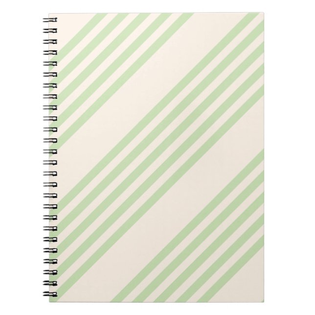 Cuaderno Patrón de cinco rayas verde claro y beige (Frente)