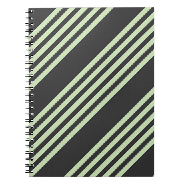Cuaderno Patrón de cinco rayas verde pálido y carbón vegeta (Frente)