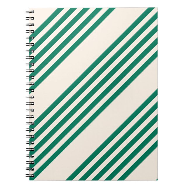 Cuaderno Patrón de cinco rayas verde y beige de los bosques (Frente)