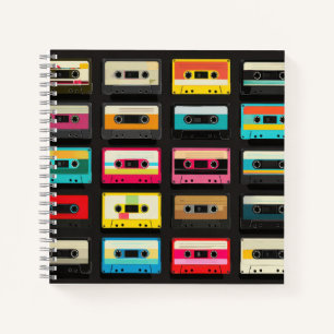 Cuaderno Patrón de cinta de casete retro – Música vintage