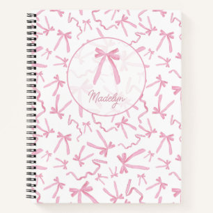 Cuaderno Patrón de cinta de coqueta rosa Rubor personalizad
