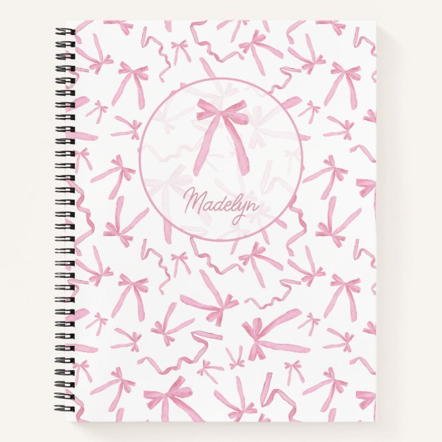 Cuaderno Patrón de cinta de coqueta rosa Rubor personalizad (Anverso)