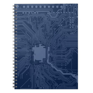 Cuaderno Patrón de circuito de la tarjeta madre azul geek