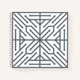Cuaderno Patrón de circuito tecnológico geométrico Art Deco