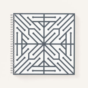 Cuaderno Patrón de circuito tecnológico geométrico Art Deco