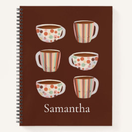 Cuaderno Patrón de círculo cálido en tazas de café