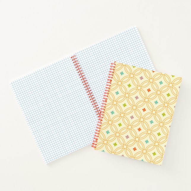Cuaderno Patrón de Círculo de Interbloqueo Geométrico Retro (Interior)