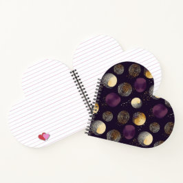 Cuaderno Patrón de círculos abstractos boho de oro púrpura