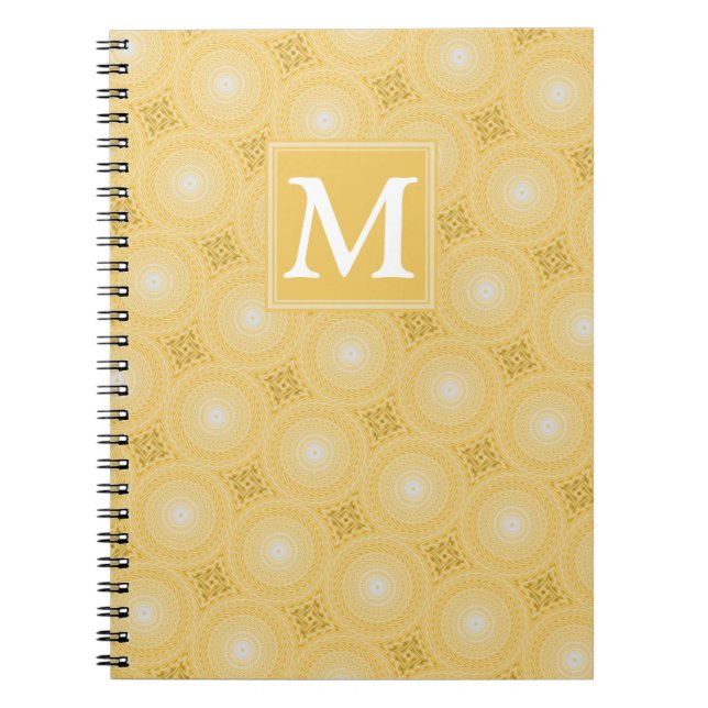 Cuaderno Patrón de círculos amarillos monograma (Frente)