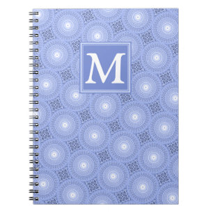 Cuaderno Patrón de círculos azules de monograma
