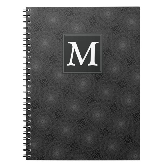 Cuaderno Patrón de círculos de carbón monograma (Frente)