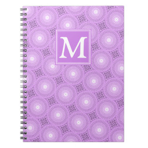 Cuaderno Patrón de círculos púrpura de lilo monograma