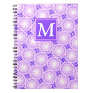 Cuaderno Patrón de círculos púrpura de monograma