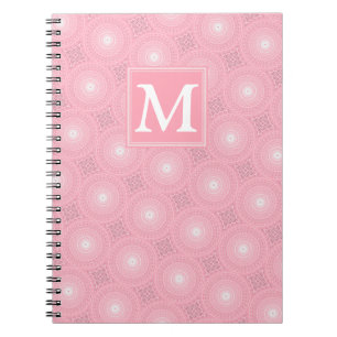 Cuaderno Patrón de círculos rosados monograma