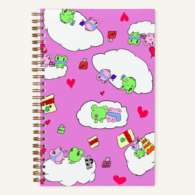 Cuaderno Patrón de citas de rana rosa linda (Anverso)