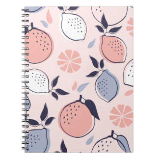Cuaderno Patrón de cítricos abstracto de limón y Naranjas e