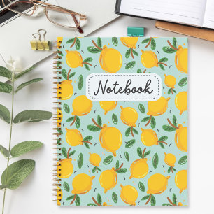 Cuaderno Patrón de cítricos de limón amarillo sobre cosecha