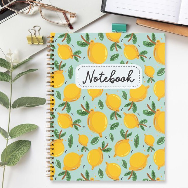 Cuaderno Patrón de cítricos de limón amarillo sobre cosecha (In situ)