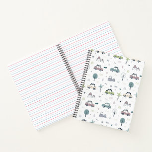 Cuaderno Patrón de coches de Dino Cute