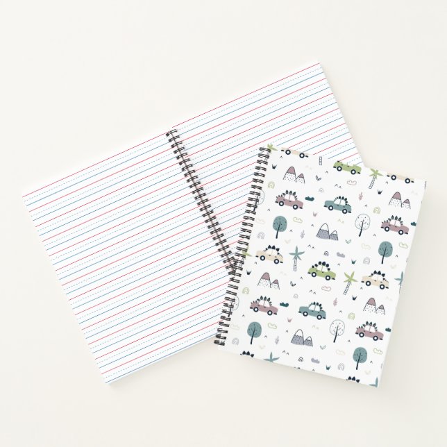 Cuaderno Patrón de coches de Dino Cute (Interior)